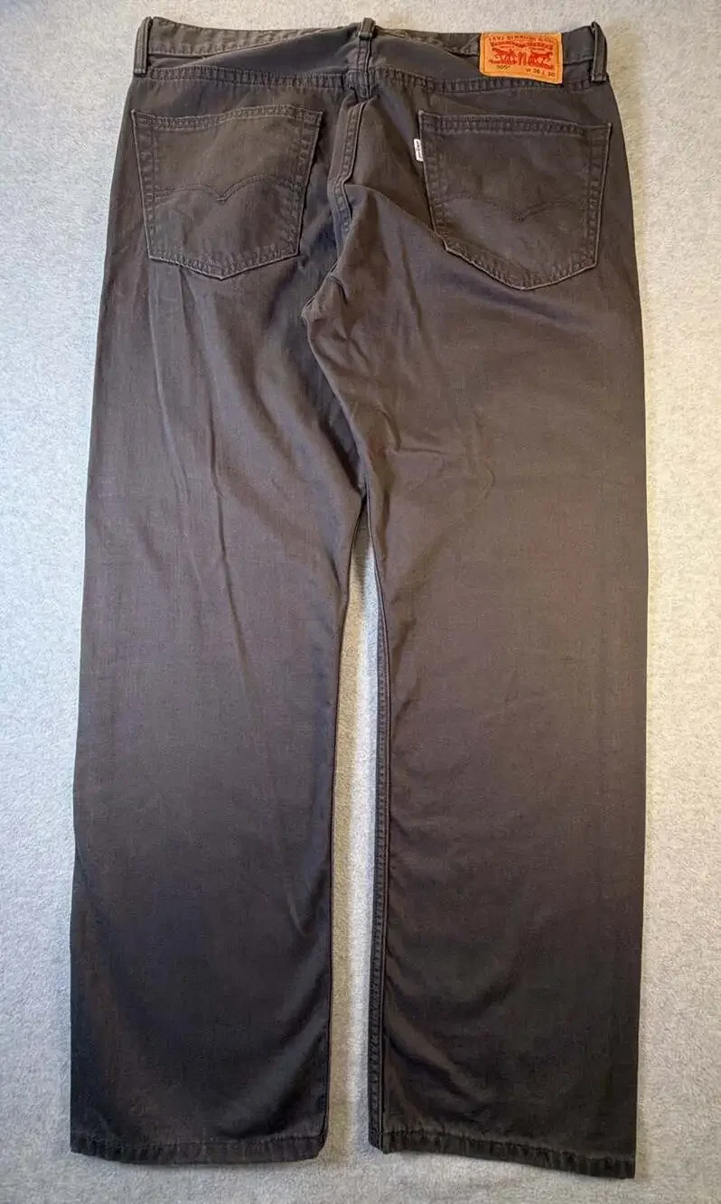 Levi's 505 Regular Fit Stretch Dark Gray Denim Jeans Men's W36 L30